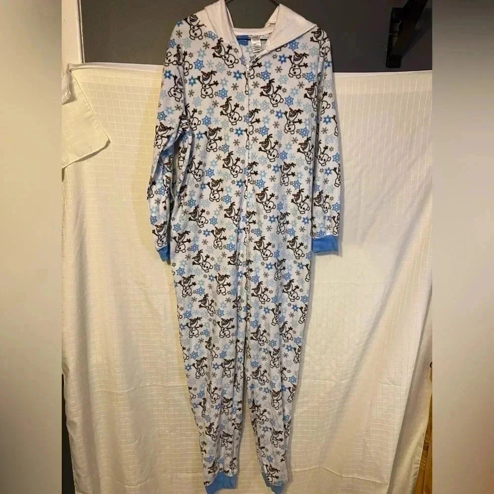 Disney’s Olaf kids XL 16/18 one piece Hooded pajama